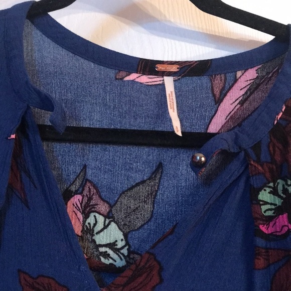 Free people dress tunic small s 4 6 blue floral - Picture 4 of 4